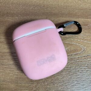 Pink Silicone Earbud Case with Carabiner